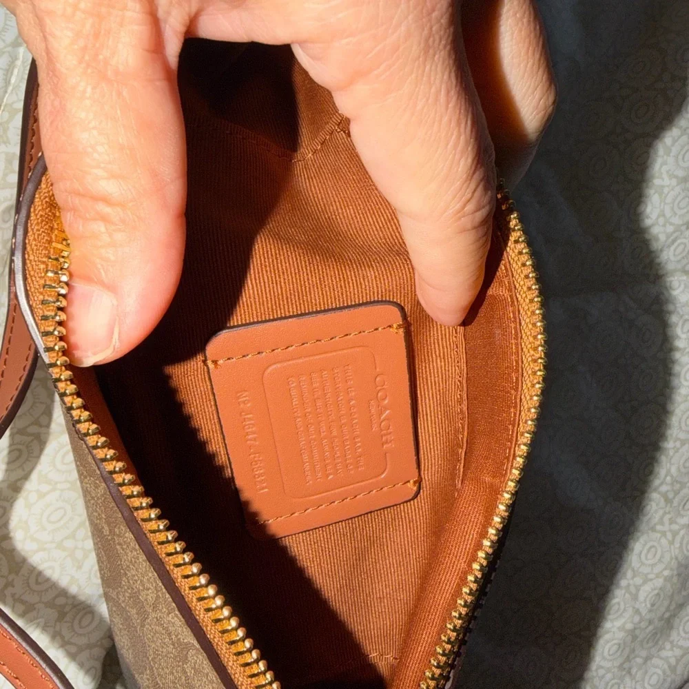 Coach Tan and Brown Signature Crossbody Bag